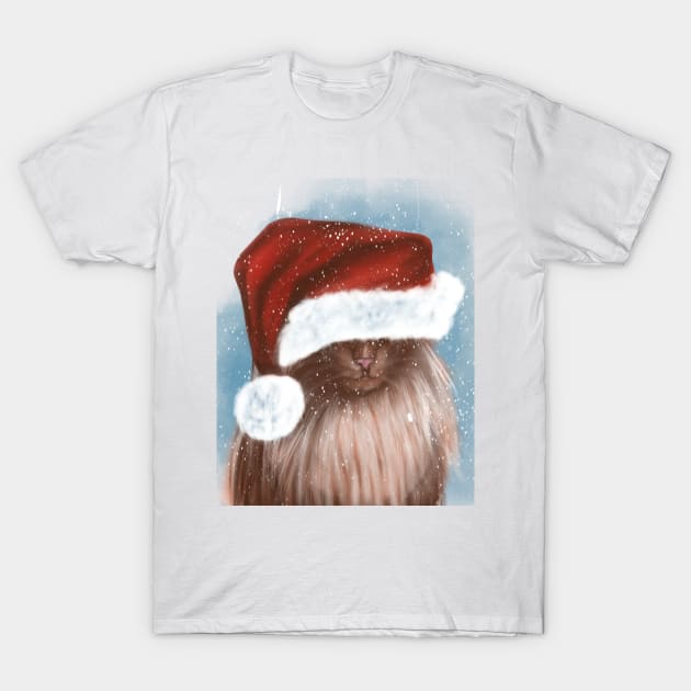 Christmas Cat T-Shirt by Svetlana Pelin